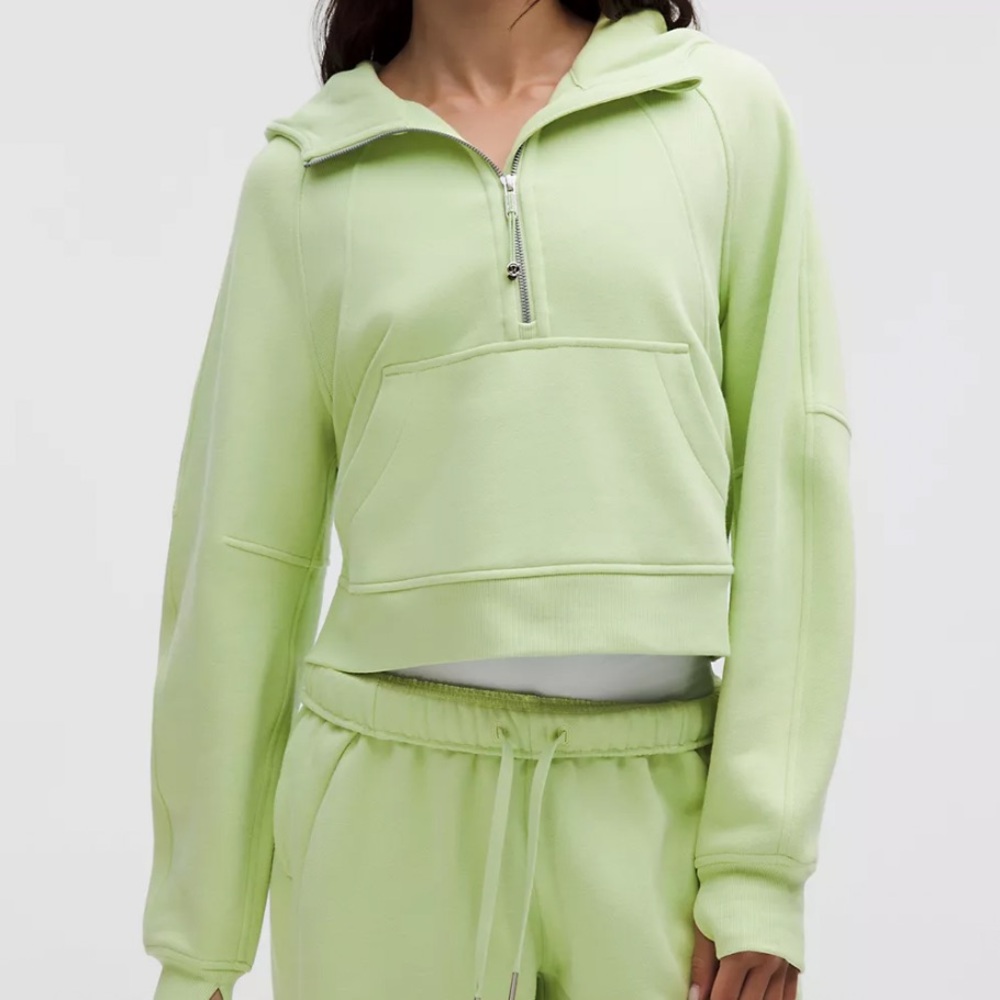 🍀Lululemon Athletica lemongrass scuba oversized half zip hoodie